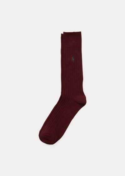 Calcetines Polo Ralph Lauren Hombre Vino - Egyptian Cotton Ribbed - KQRXN5862